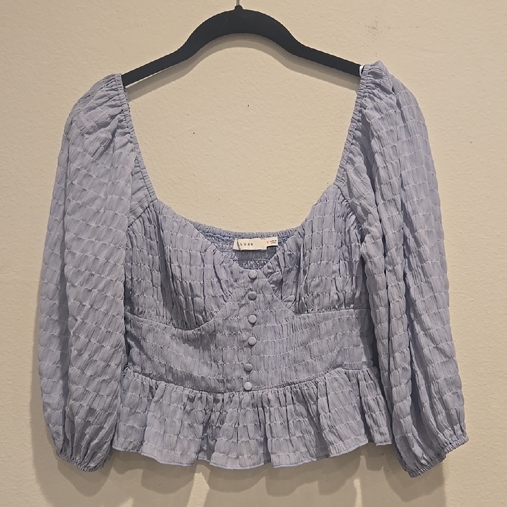 Women's Blue Smocked Top